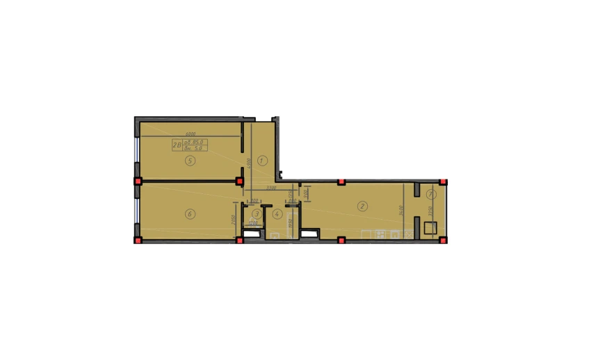 2-комнатная квартира 85 м²  12/12 этаж | Жилой комплекс Sokin hayot