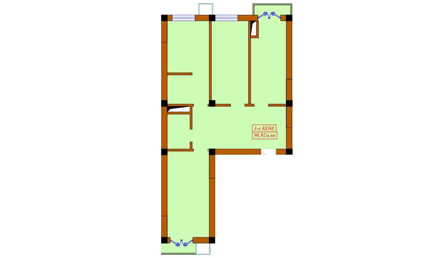 3-комн. квартира 96.92 м² 6/10 этаж | Жилой комплекс Aviasozlar Plaza 3-комн. квартира 96.92 м² 6/10 этаж | Жилой комплекс Aviasozlar Plaza