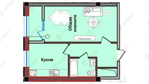 1-xonali xonadon 37.7 m²  9/9 qavat | Savr Avenue Turar-joy majmuasi