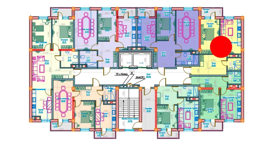 2-комн. квартира 52.49 м²  11/13 этаж | Жилой комплекс Al-Qasr