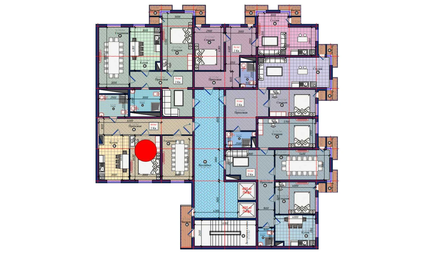 2-комн. квартира 60 м²  1/10 этаж | Жилой комплекс NURAFSHON