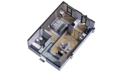 2-xonali xonadon 44.25 m²  1/7 qavat | Bochka Resort Turar-joy majmuasi