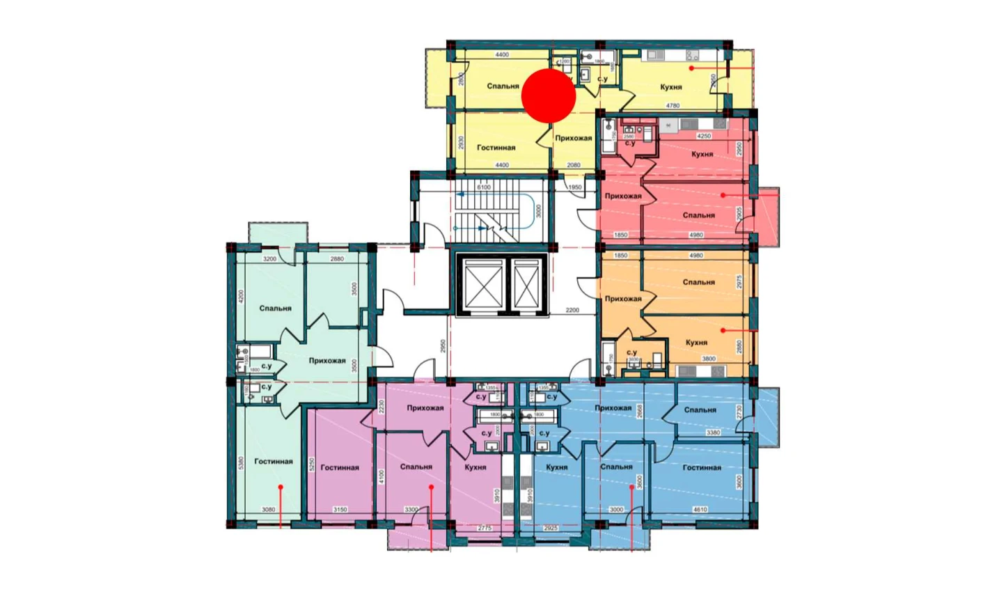 2-xonali xonadon 61.7 m²  3/10 qavat | NUR BARAKA Turar-joy majmuasi