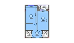 1-xonali xonadon 43.9 m²  5/10 qavat | Qibray City Turar-joy majmuasi