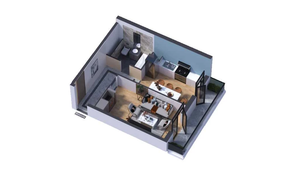 1-xonali xonadon 40.96 m²  2/16 qavat | SOKIN DIYOR Turar-joy majmuasi