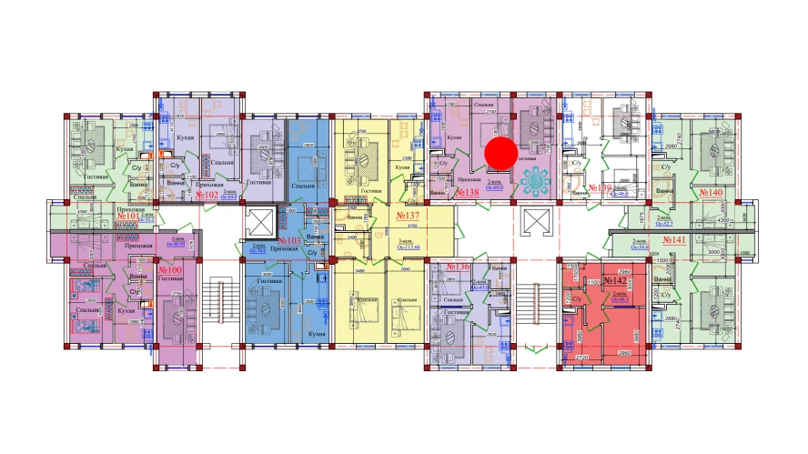2-xonali xonadon 69 m²  1/9 qavat | ZAR ZAMONAVIY UYLAR Turar-joy majmuasi