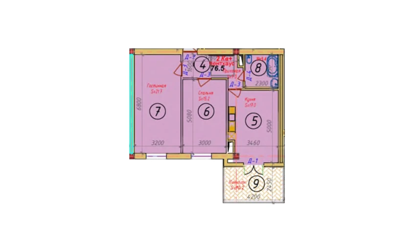 2-комнатная квартира 76.5 м²  3/9 этаж | Жилой комплекс SAMARQAND CITY