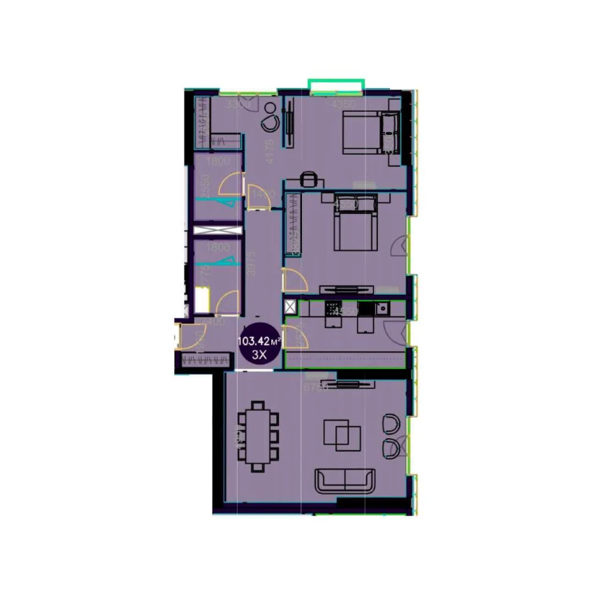 3-комн. квартира 103.42 м² 10/22 этаж | Жилой комплекс Central Avenue 3-комн. квартира 103.42 м² 10/22 этаж | Жилой комплекс Central Avenue