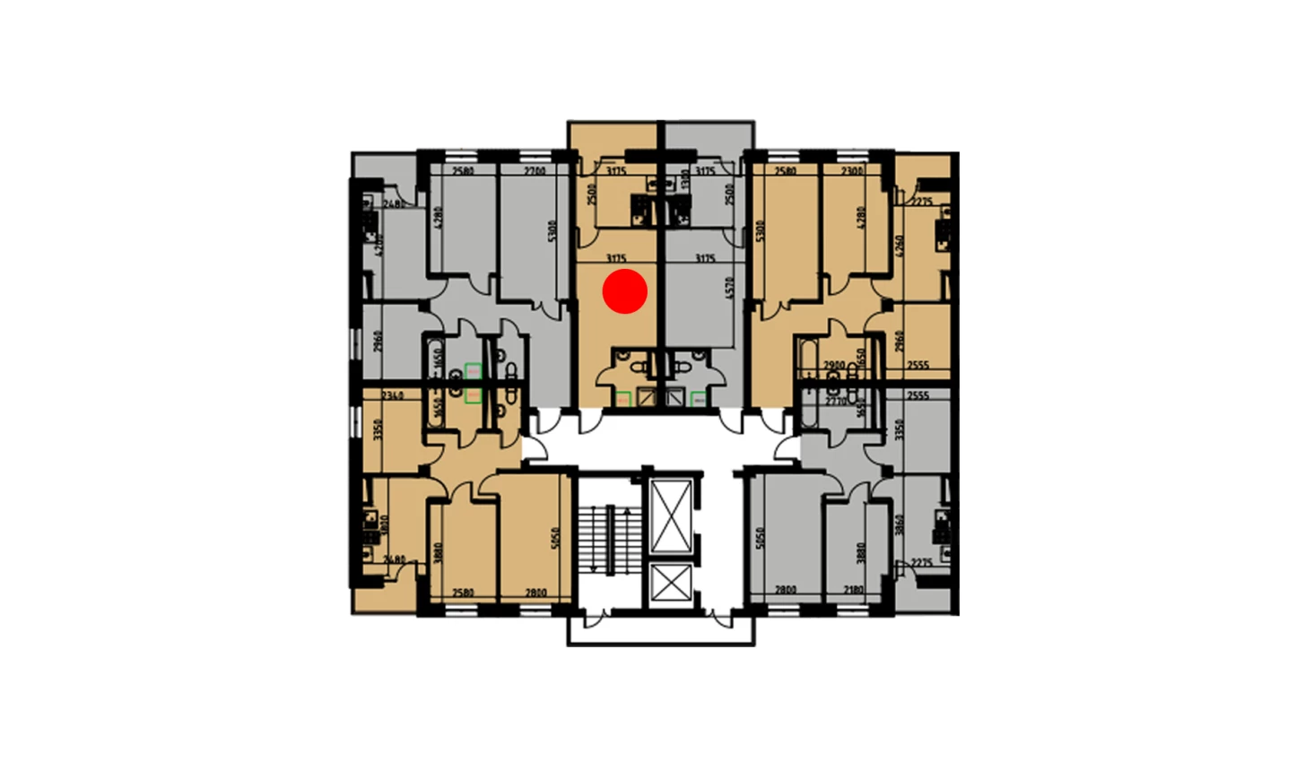 1-xonali xonadon 30.31 m²  5/10 qavat | YANGIOBOD RESIDENCE Turar-joy majmuasi