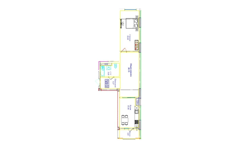 2-комнатная квартира 66.63 м²  14/17 этаж | Жилой комплекс UCHTEPA CITY