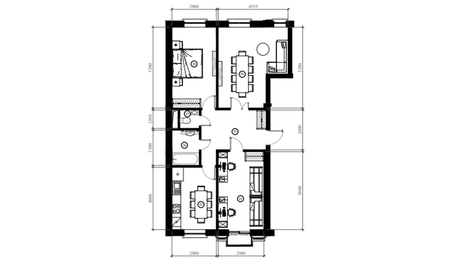 3-xonali xonadon 80.7 m²  3/9 qavat | FIDOKOR Turar-joy majmuasi