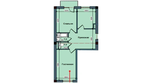 2-xonali xonadon 60.7 m²  5/10 qavat | NUR BARAKA Turar-joy majmuasi