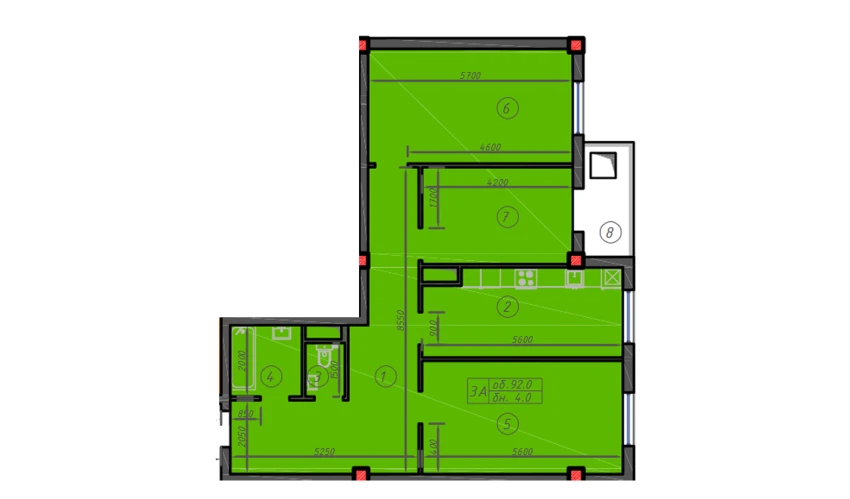 3-комнатная квартира 92 м²  7/12 этаж | Жилой комплекс Sokin hayot