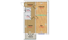2-комн. квартира 45.1 м²  3/6 этаж | Жилой комплекс MBG