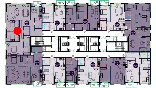 4-xonali xonadon 153.4 m²  7/22 qavat | Central Avenue Turar-joy majmuasi