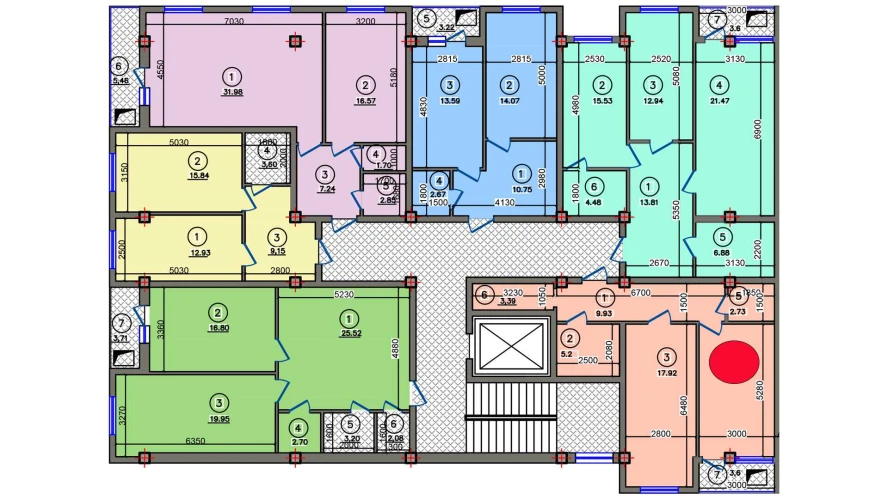 2-xonali xonadon 60.88 m²  8/10 qavat | Qibray City Turar-joy majmuasi