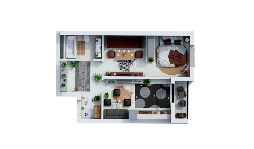 2-xonali xonadon 55.36 m²  4/17 qavat | UCHTEPA CITY Turar-joy majmuasi