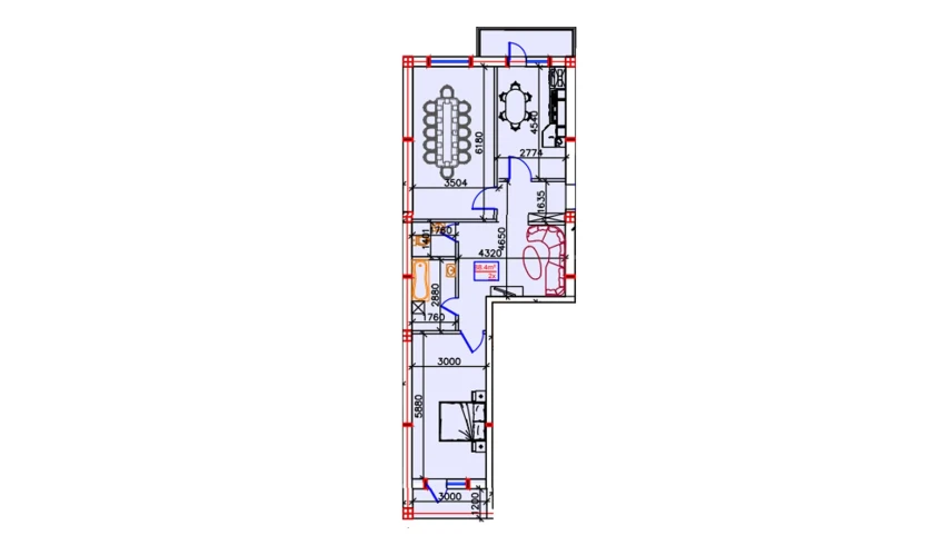 2-комнатная квартира 88.4 м²  5/7 этаж | Жилой комплекс Mustaqillik Avenue