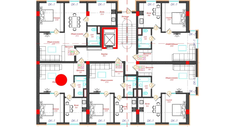 2-xonali xonadon 50.3 m²  1/5 qavat | CHINARA PARK Turar-joy majmuasi