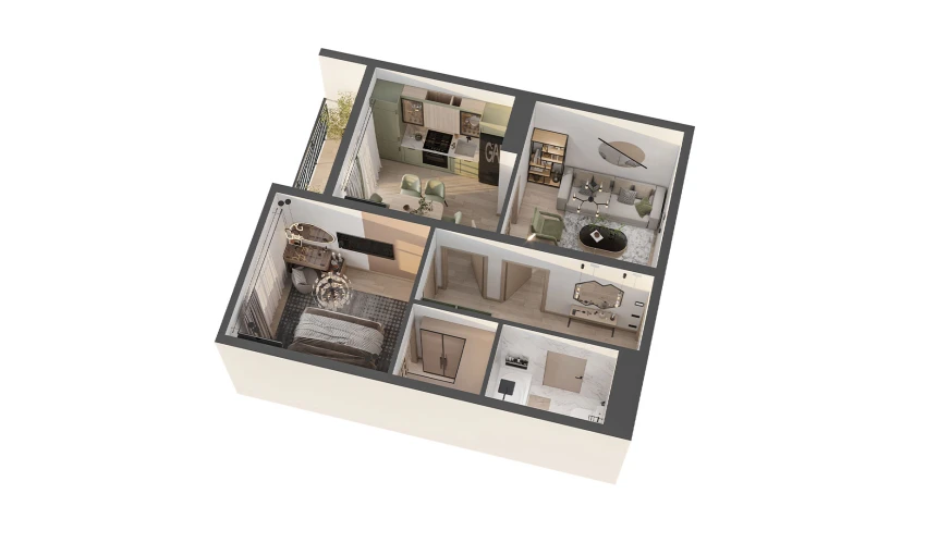 2-комнатная квартира 48.63 м²  7/16 этаж | Жилой комплекс BASHKENT