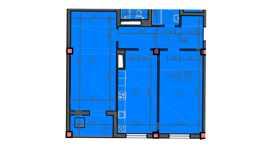 2-комнатная квартира 79 м²  2/12 этаж | Жилой комплекс Sokin hayot