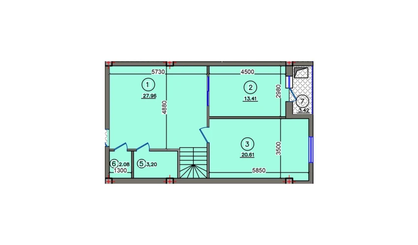 2-xonali xonadon 74.18 m²  10/10 qavat | Qibray City Turar-joy majmuasi