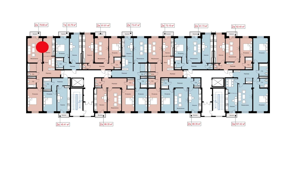 2-комн. квартира 79.8 м²  7/10 этаж | Жилой комплекс Ko'kcha-Oqtepa