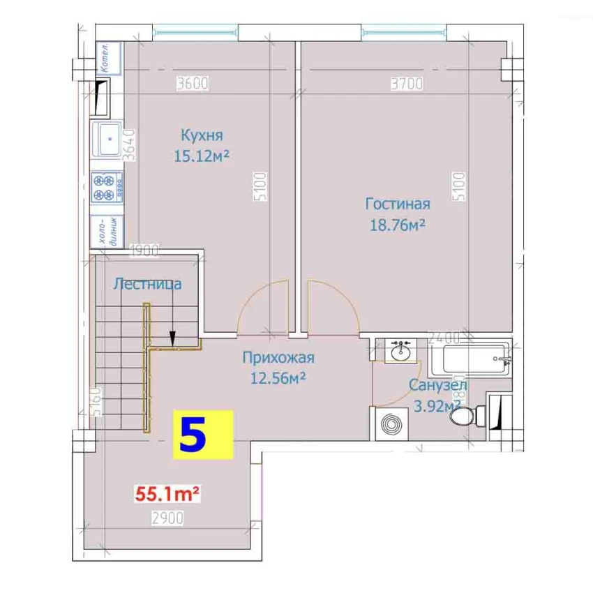 1-xonali xonadon 112.8 m²  1/9 qavat | YANGI AVLOD Turar-joy majmuasi