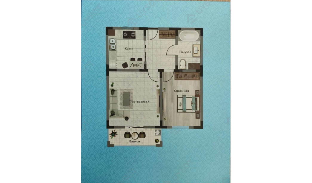 2-xonali xonadon 42.4 m²  1/11 qavat | TANG SAROY Turar-joy majmuasi