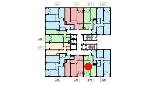 1-xonali xonadon 45.6 m²  3/16 qavat | Musaffo Turar-joy majmuasi