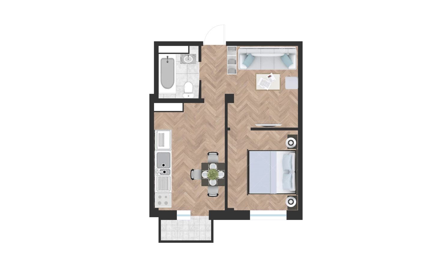 1-комн. квартира 45.27 м²  3/10 этаж | Жилой комплекс Ko'kcha-Oqtepa