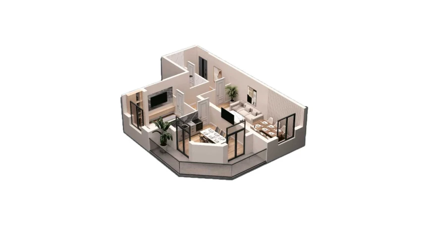 2-комнатная квартира 80.8 м²  6/16 этаж | Жилой комплекс DO'MBIROBOD RESIDENCE