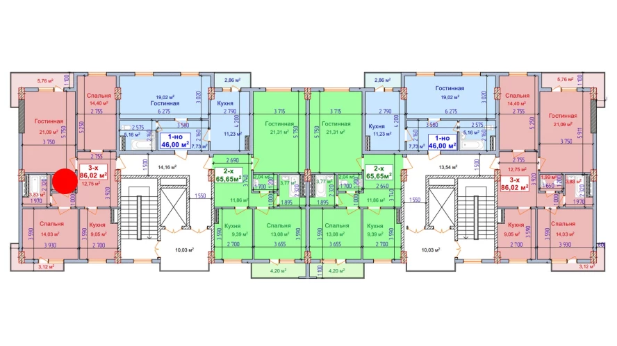 3-xonali xonadon 86.02 m²  9/9 qavat | SHAYX-UL OLAM Turar-joy majmuasi