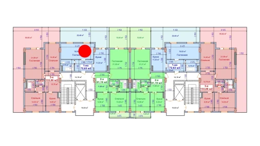 1-комнатная квартира 72.63 м²  2/9 этаж | Жилой комплекс SHAYX-UL OLAM