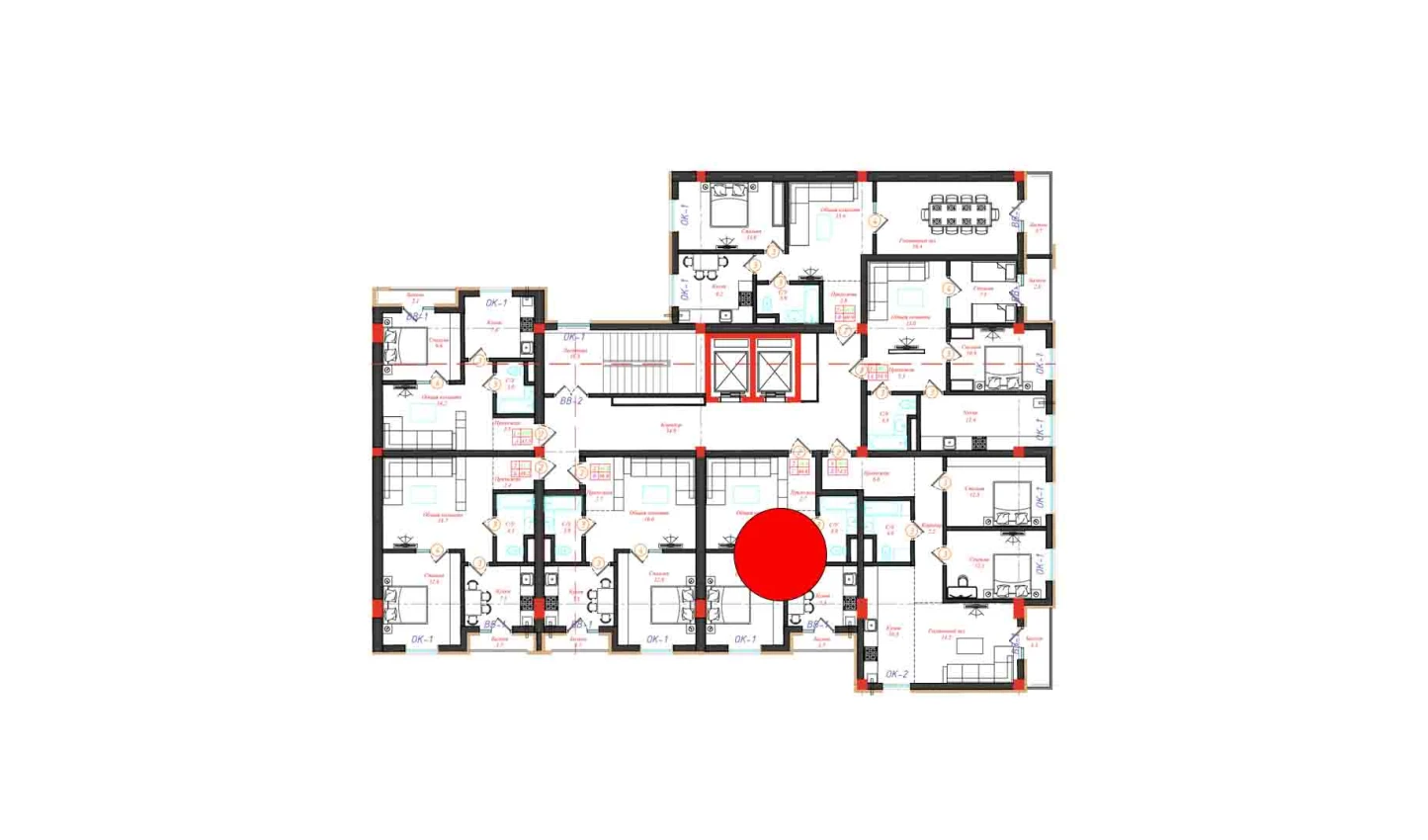 2-комн. квартира 46.6 м²  11/12 этаж | Жилой комплекс CHINARA PARK