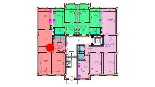 2-xonali xonadon 80.3 m²  1/7 qavat | CHIRCHIQ CITY Turar-joy majmuasi