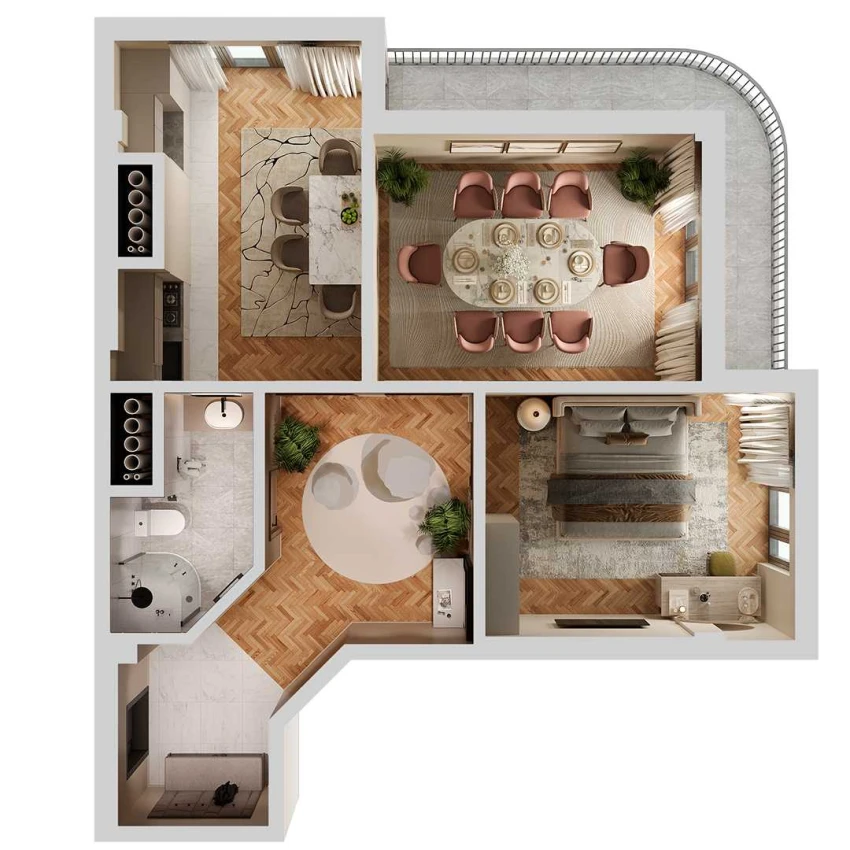 2-комн. квартира 70 м²  12/12 этаж | Жилой комплекс SOKIN SOHIL