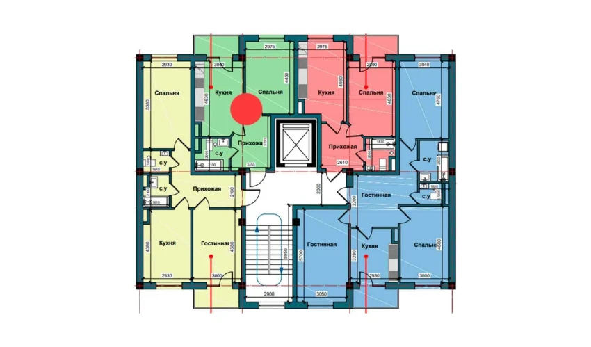 1-xonali xonadon 42.8 m²  3/9 qavat | NUR BARAKA Turar-joy majmuasi