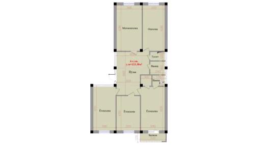 4-комнатная квартира 133.3 м²  8/8 этаж | Жилой комплекс Saxro