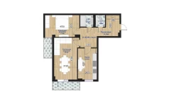 2-xonali xonadon 72.27 m²  3/7 qavat | O'ZBEGIM Turar-joy majmuasi