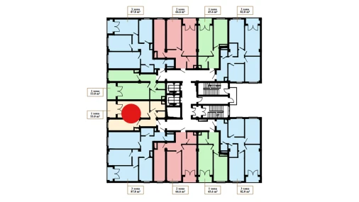 1-xonali xonadon 53 m²  13/16 qavat | Musaffo Turar-joy majmuasi