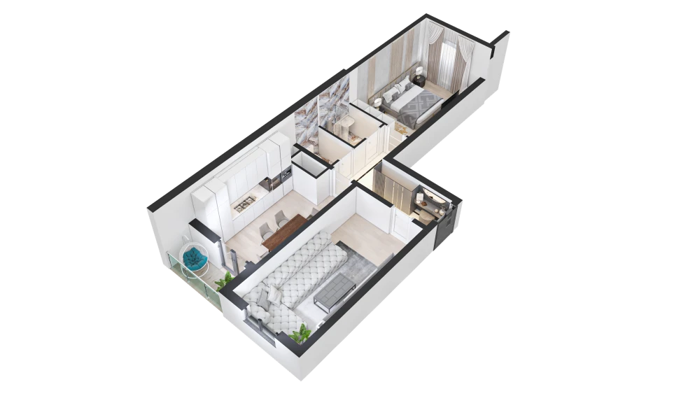 2-комн. квартира 62.4 м²  12/16 этаж | Жилой комплекс TRINITY