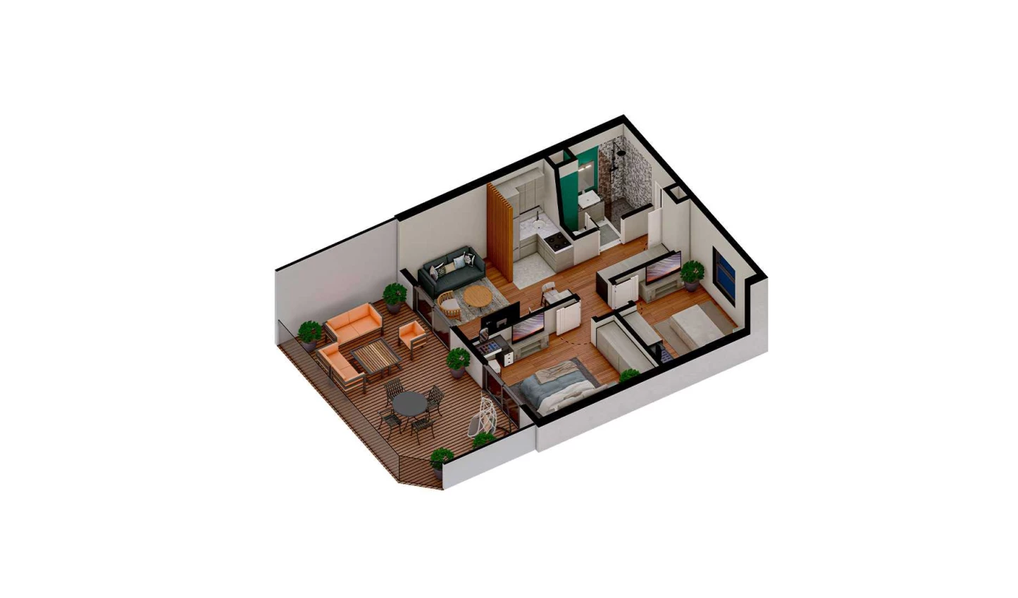 3-комн. квартира 58.12 м² 1/6 этаж | Жилой комплекс TUSHLAR VODIYSI 3-комн. квартира 58.12 м² 1/6 этаж | Жилой комплекс TUSHLAR VODIYSI