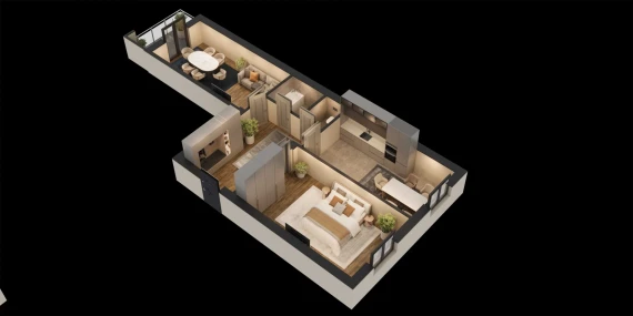 2-комнатная квартира 83.75 м²  7/8 этаж | Жилой комплекс Saxro