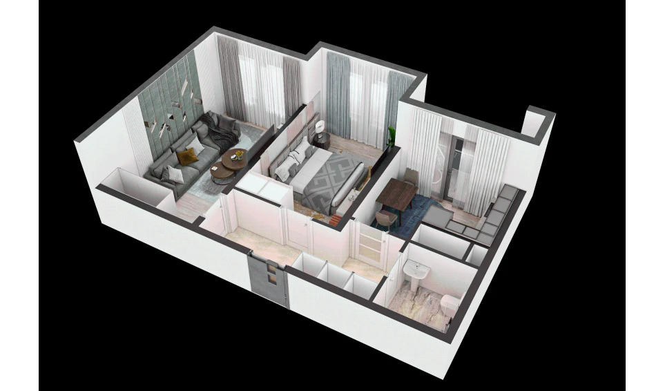2-xonali xonadon 50.3 m² 8/16 qavat | TRINITY Turar-joy majmuasi 2-xonali xonadon 50.3 m² 8/16 qavat | TRINITY Turar-joy majmuasi