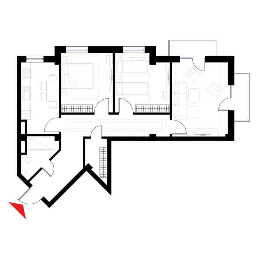 3-xonali xonadon 155.3 m²  1/6 qavat | CHOSHTEPA GARDEN Turar-joy majmuasi