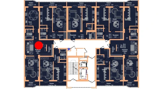 2-xonali xonadon 67.4 m²  5/17 qavat | Vertex Tawer Turar-joy majmuasi