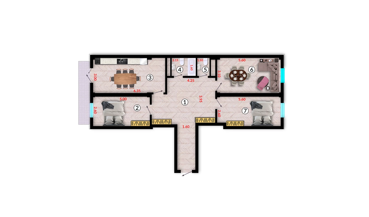 3-комн. квартира 103.6 м²  3/10 этаж | Жилой комплекс Ko'kcha-Oqtepa