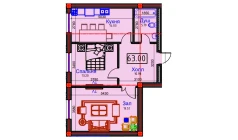 2-xonali xonadon 63 m²  1/8 qavat | BAHOR Turar-joy majmuasi