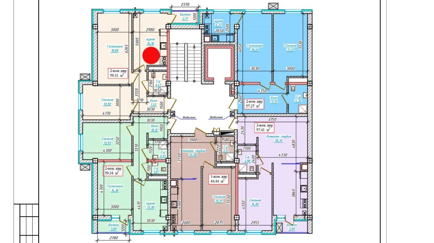 2-комн. квартира 59.31 м²  6/9 этаж | Жилой комплекс Aero Town